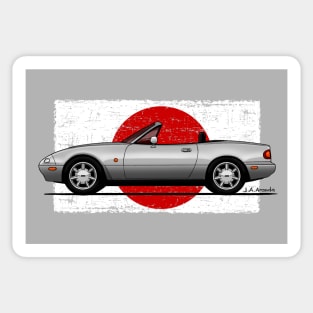 The roadster that started it all with japanese flag background Sticker